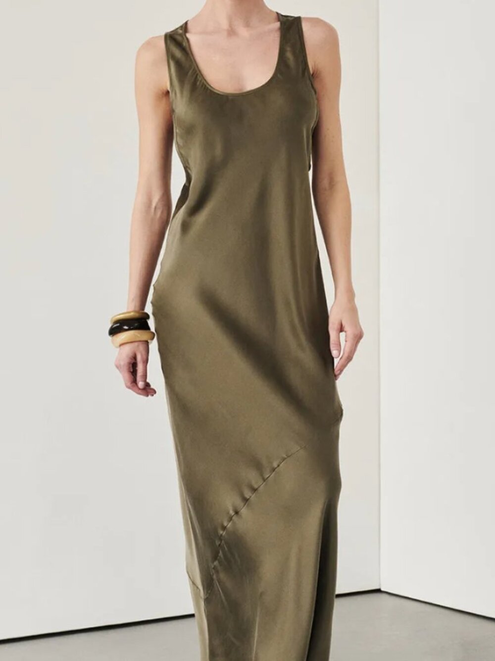 DISSH Darcy Olive Silk Maxi Dress
